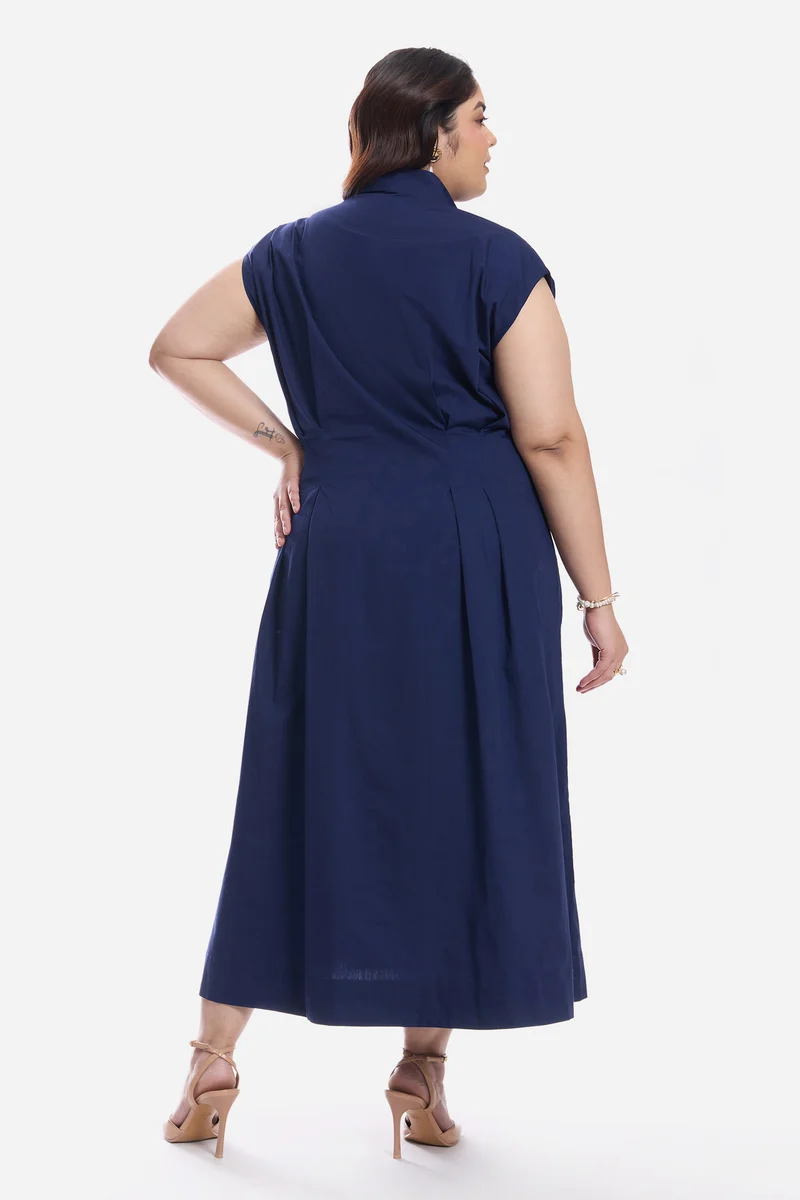 Aynur|Cotton Pleated Shirt Dress