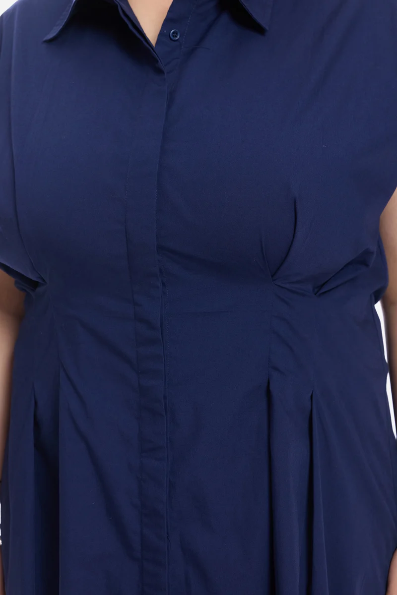 Aynur|Cotton Pleated Shirt Dress