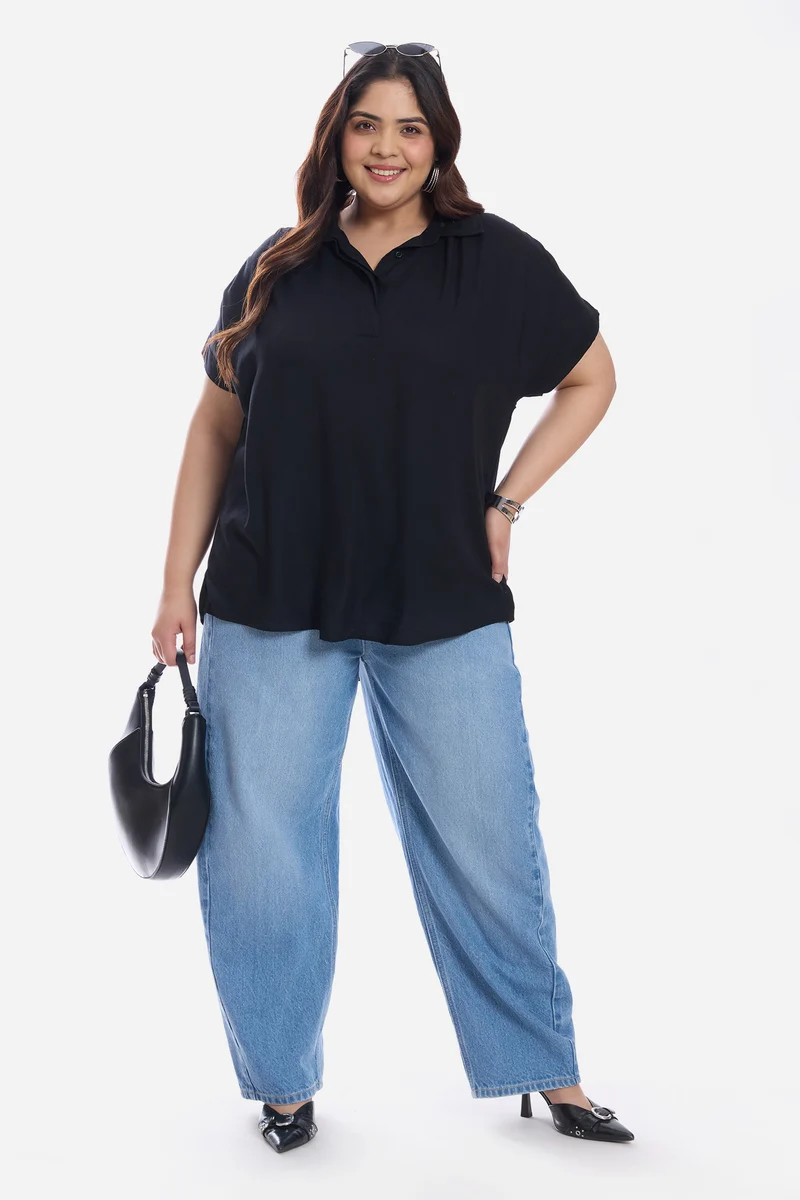 Baani|Viscose Popover Oversized Shirt