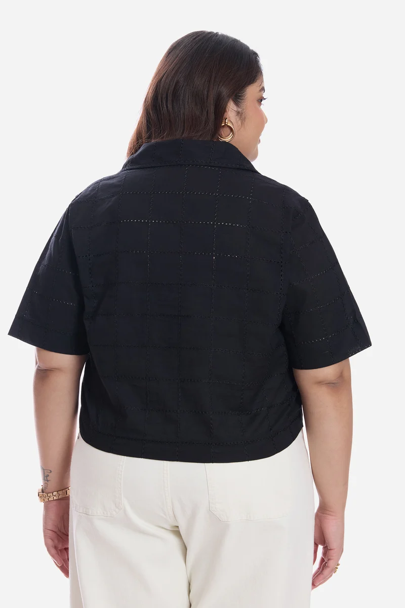 Aveline|Cotton Notch Placket Boxy Shirt