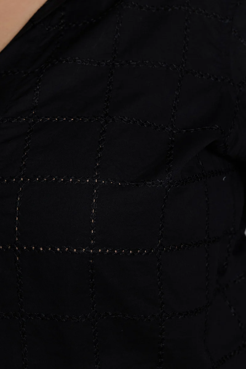 Aveline|Cotton Notch Placket Boxy Shirt
