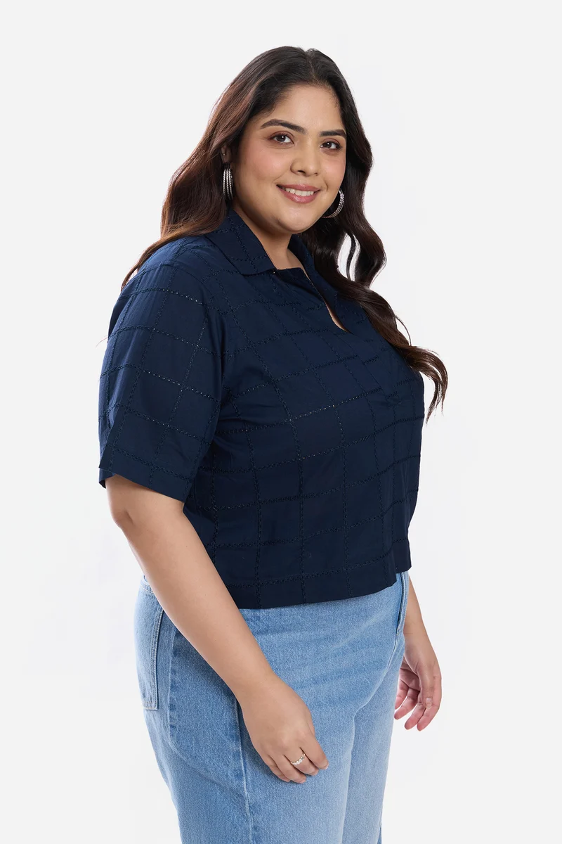 Ayani|Cotton Notch Placket Boxy Shirt