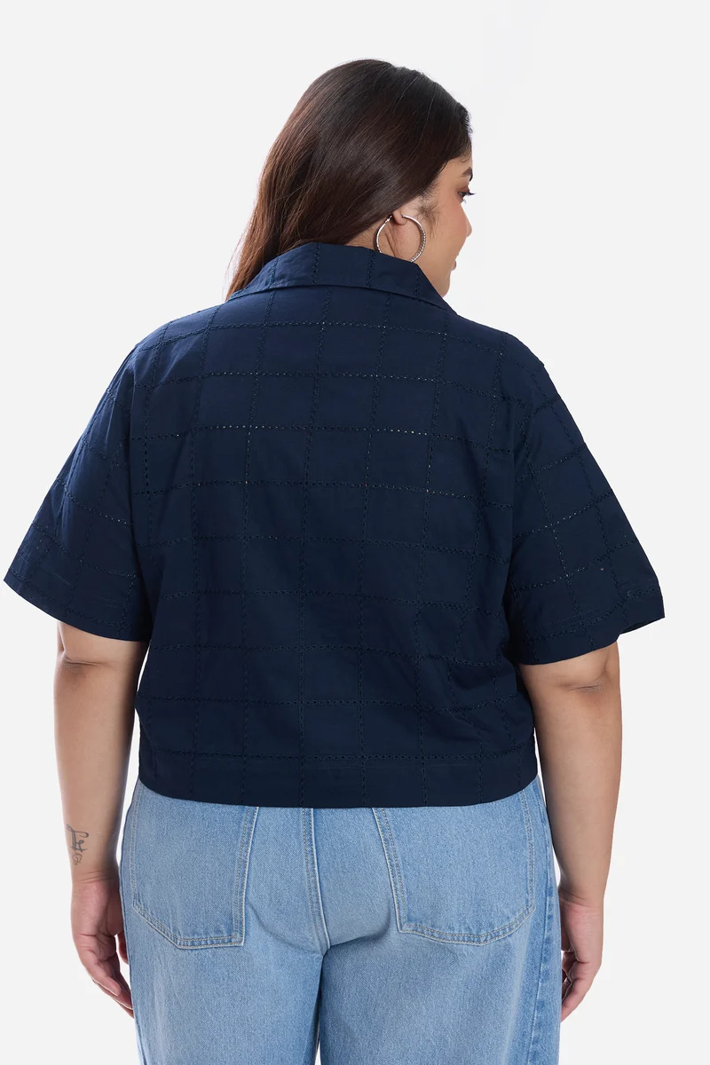 Ayani|Cotton Notch Placket Boxy Shirt