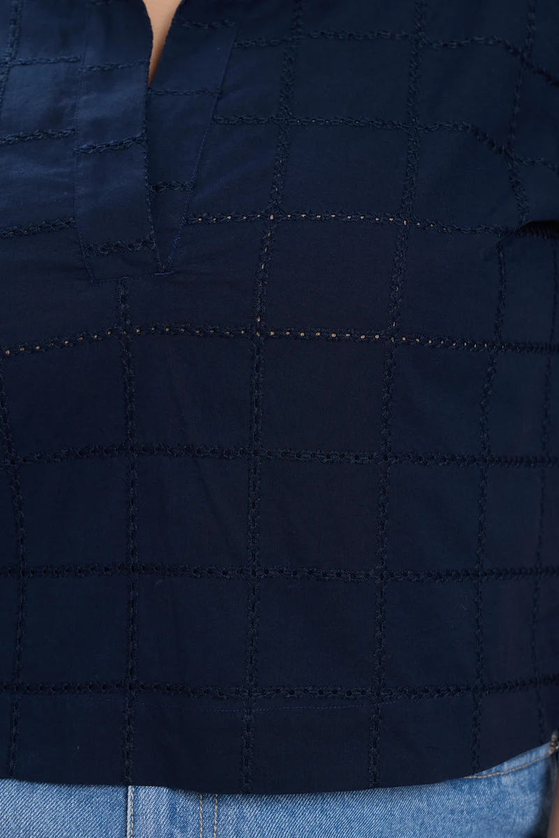 Ayani|Cotton Notch Placket Boxy Shirt