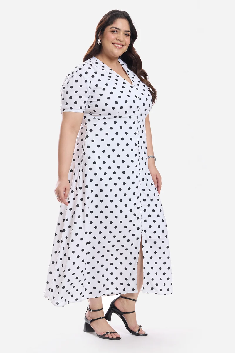 Asami|Viscose V Neck Midi Shirt Dress