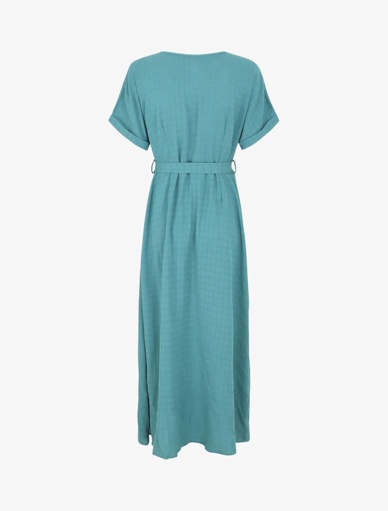 Robe longue évasée manches courtes - Turquoise