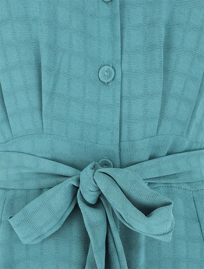 Robe longue évasée manches courtes - Turquoise