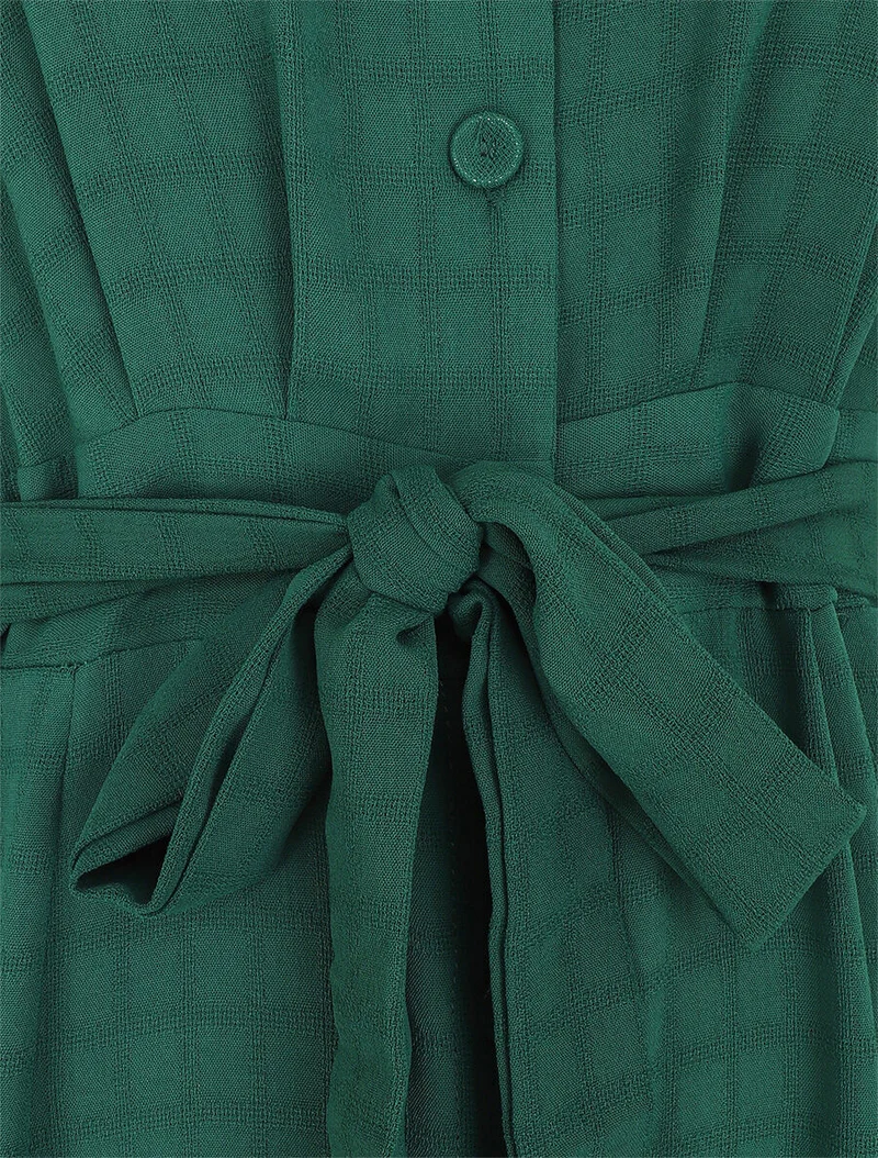 Robe longue évasée manches courtes - Vert