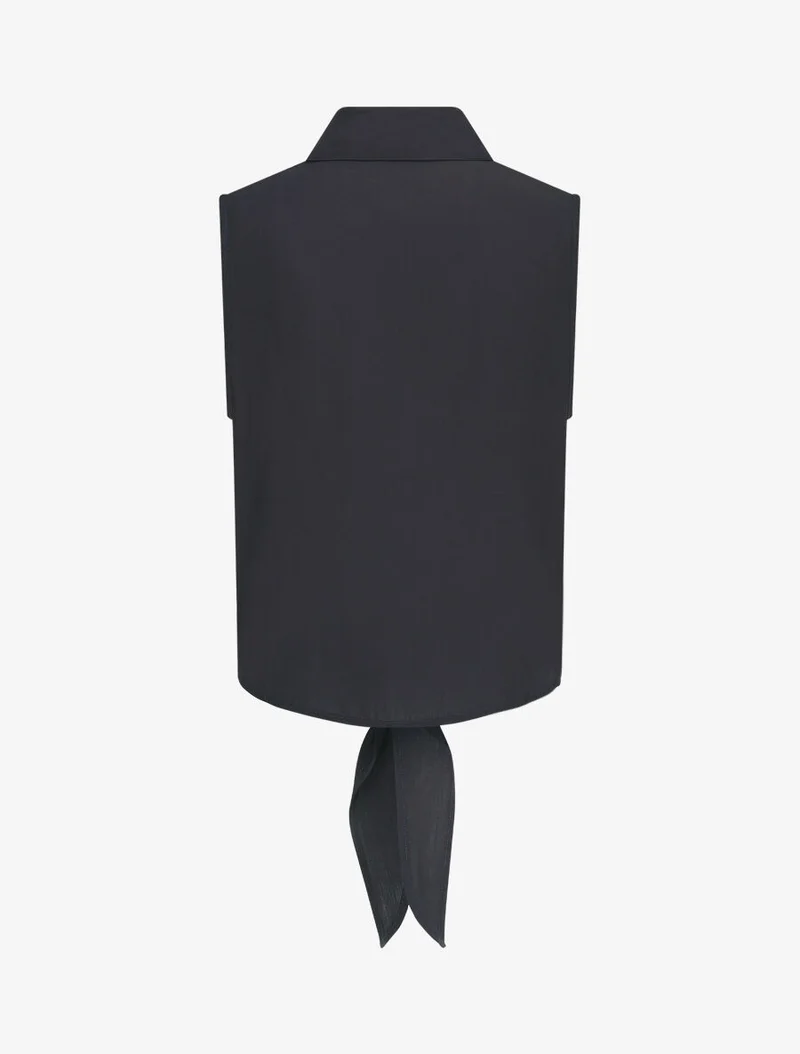 Chemise unie boutonnée à nouer - Marine