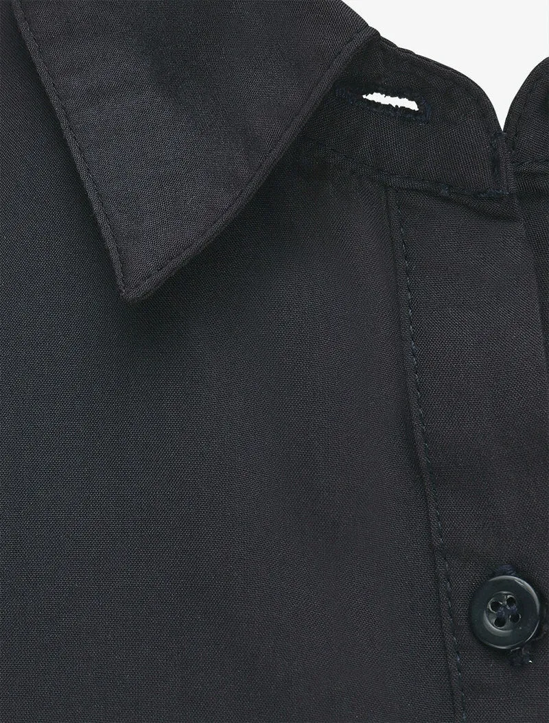 Chemise unie boutonnée à nouer - Marine