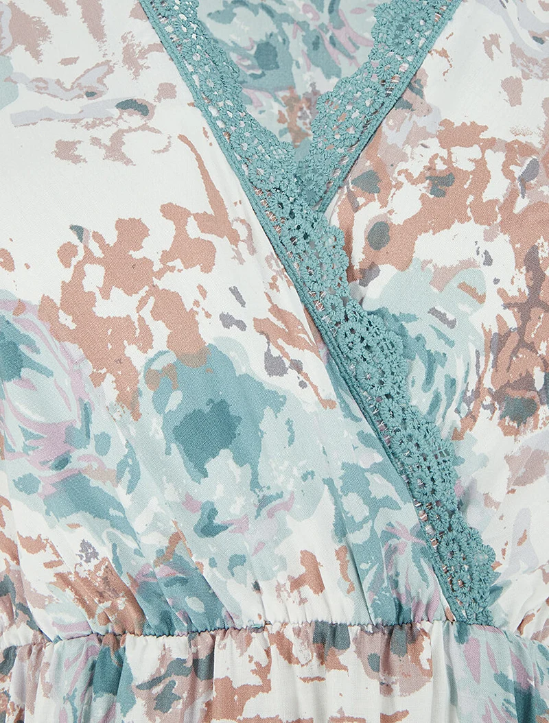 Robe imprimé abstrait à détail brodé - Vert