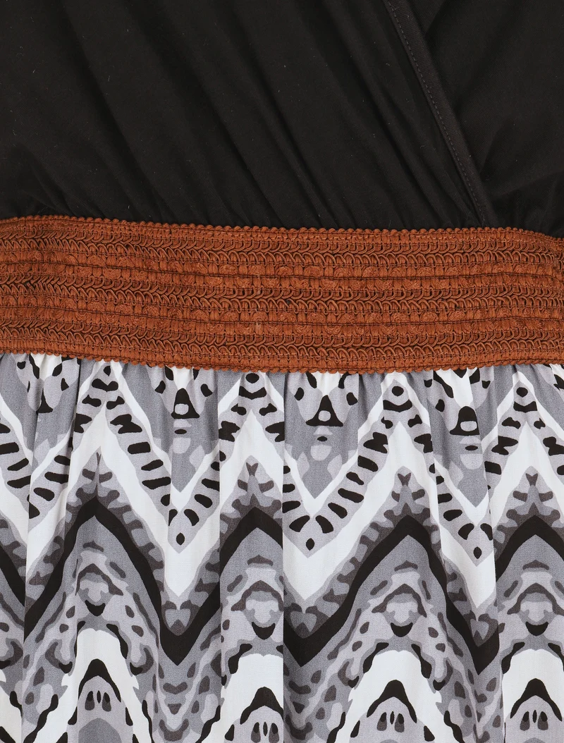 Robe longue à jupe imprimé graphique - Gris