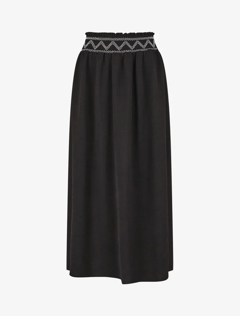 Jupe longue à taille élastiquée - Noir