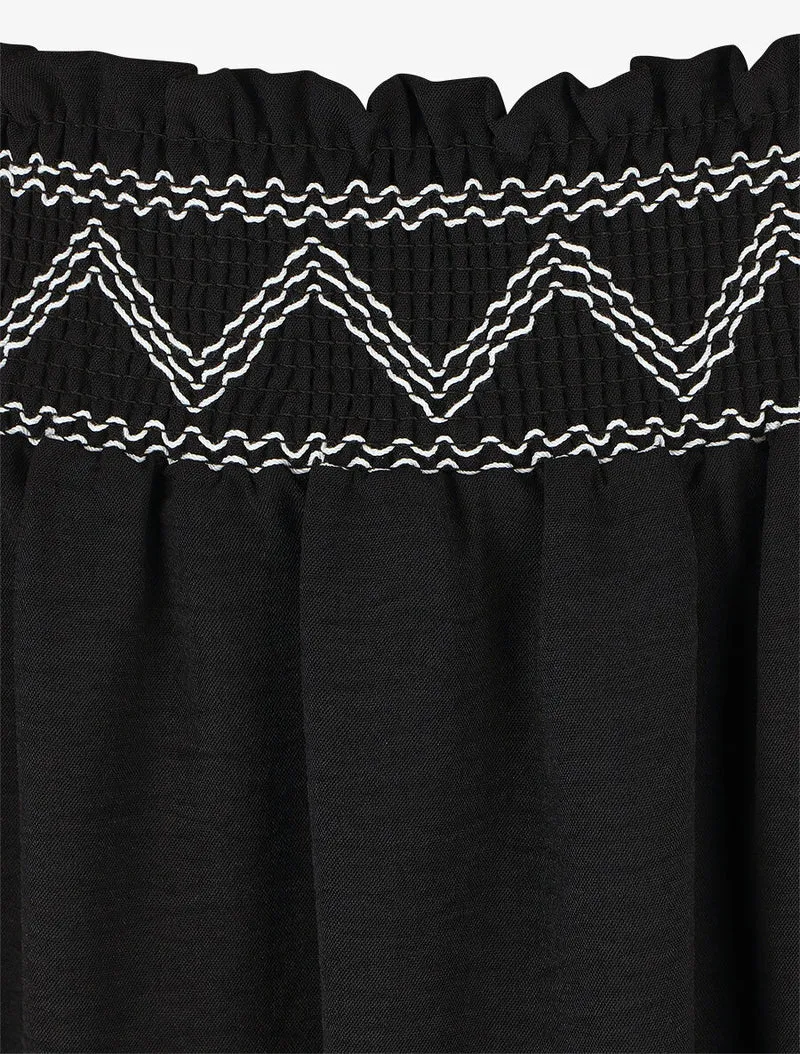 Jupe longue à taille élastiquée - Noir