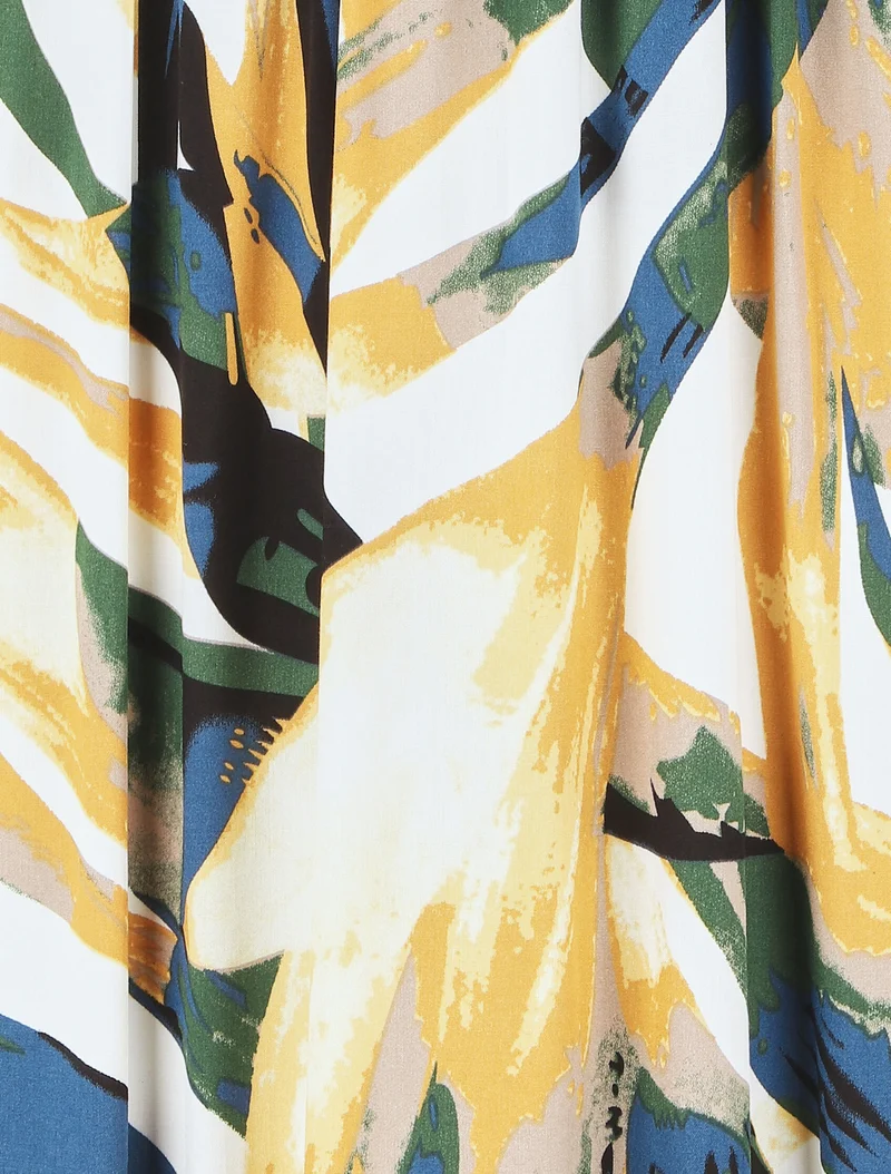 Jupe imprimé peinture abstraite - Jaune