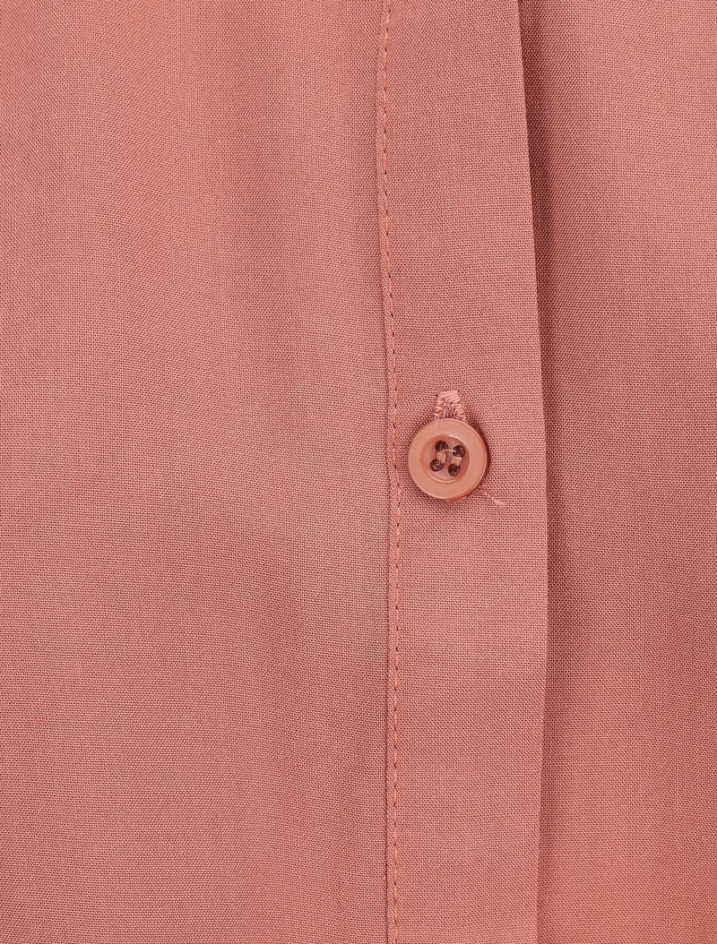 Chemise unie boutonnée à nouer - Vieux rose