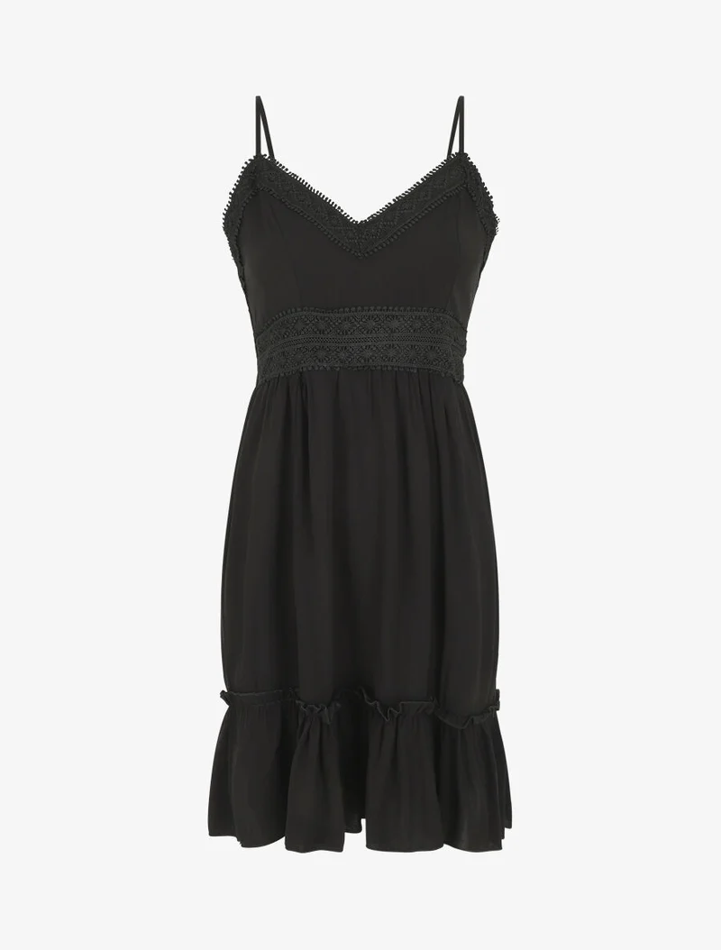 Robe évasée à fines bretelles - Noir