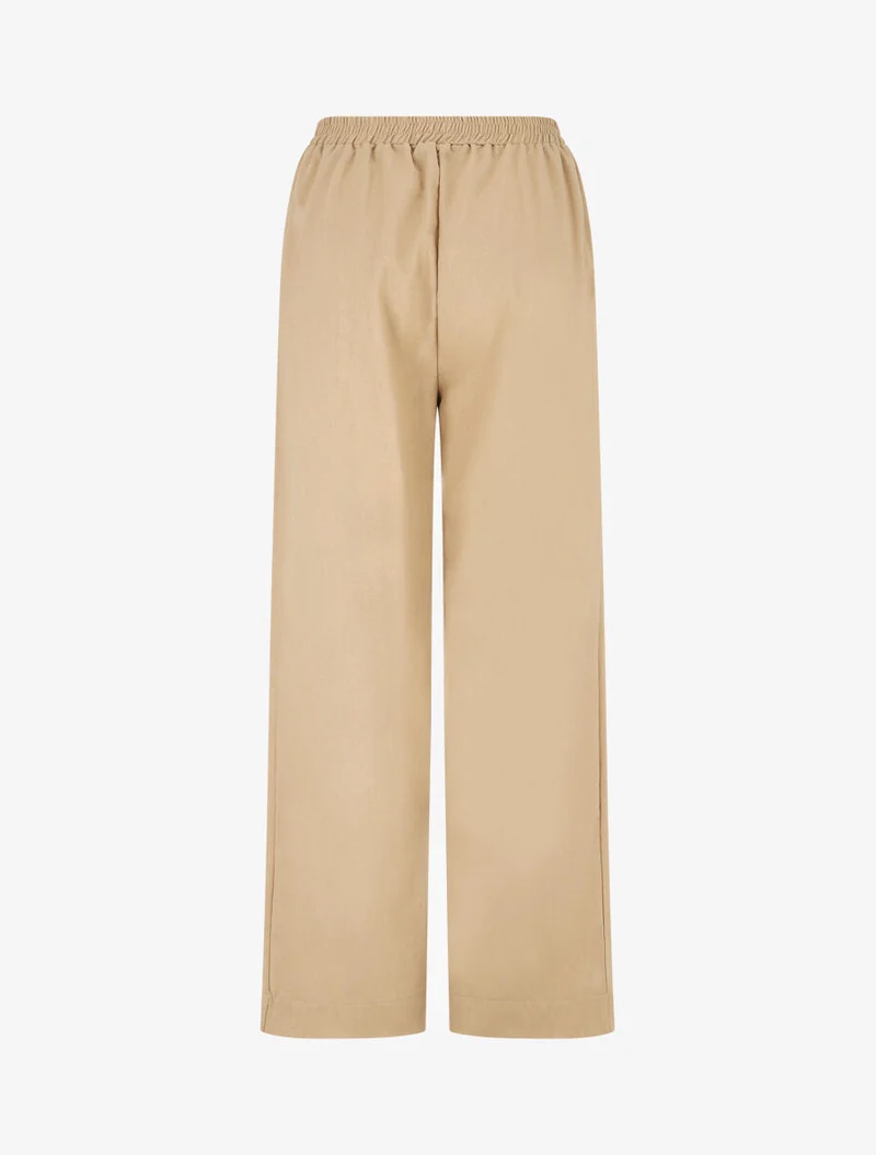 Ensemble chemise et pantalon uni effet lin - Beige