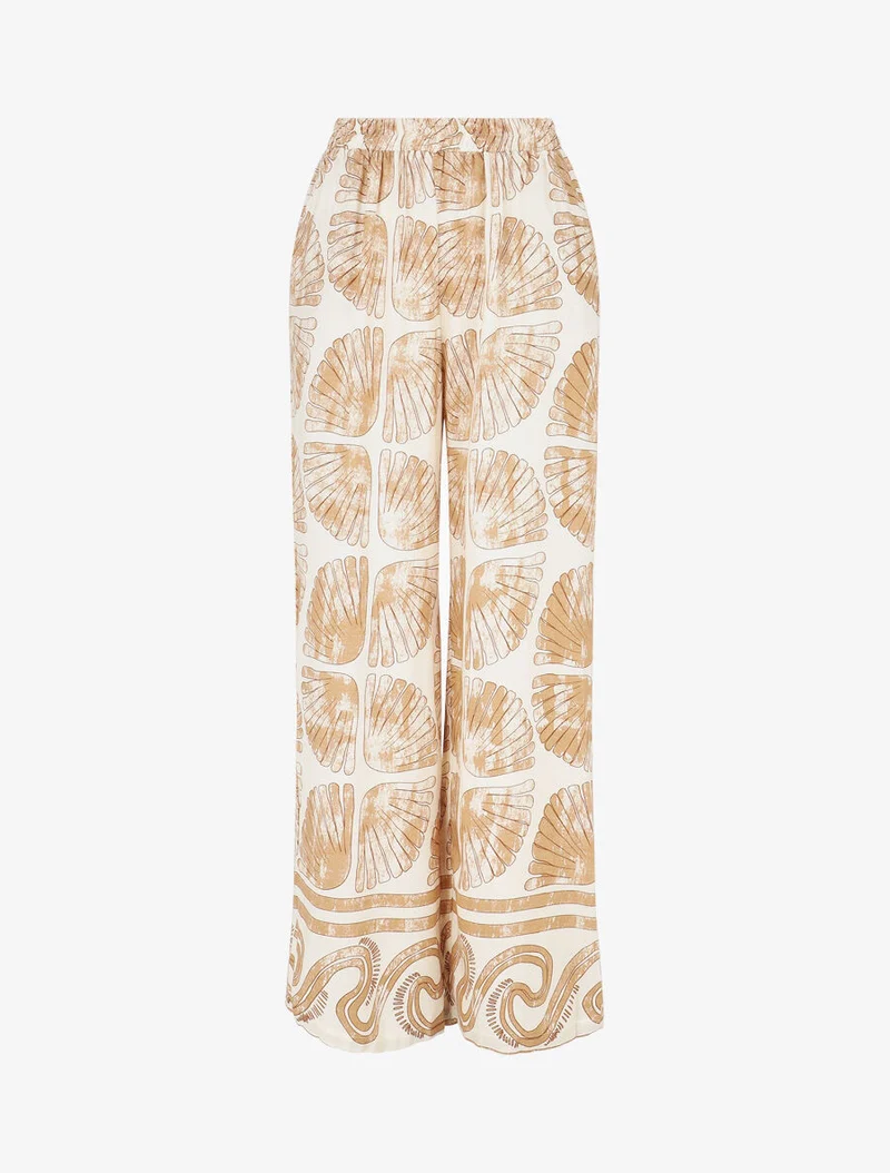 Ensemble chemise et pantalon imprimé fantaisie - Beige