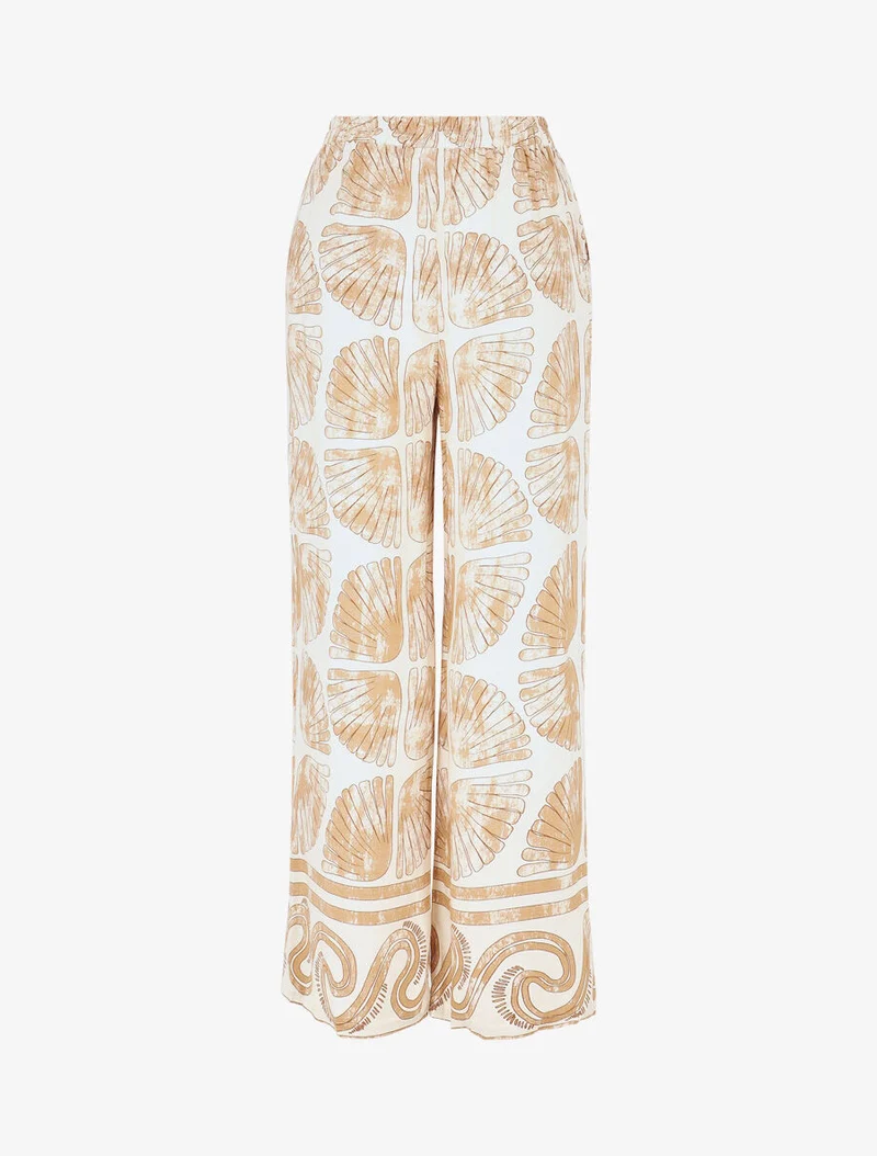 Ensemble chemise et pantalon imprimé fantaisie - Beige