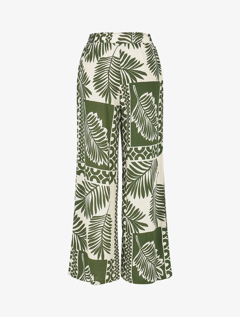 Ensemble chemise et pantalon imprimé tropical - Kaki