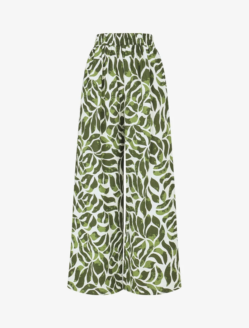 Ensemble caraco et pantalon imprimé abstrait - Vert