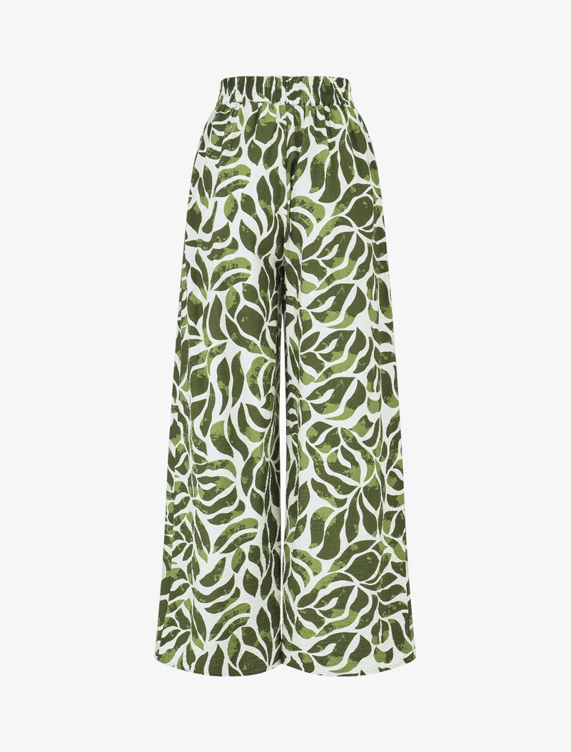 Ensemble caraco et pantalon imprimé abstrait - Vert