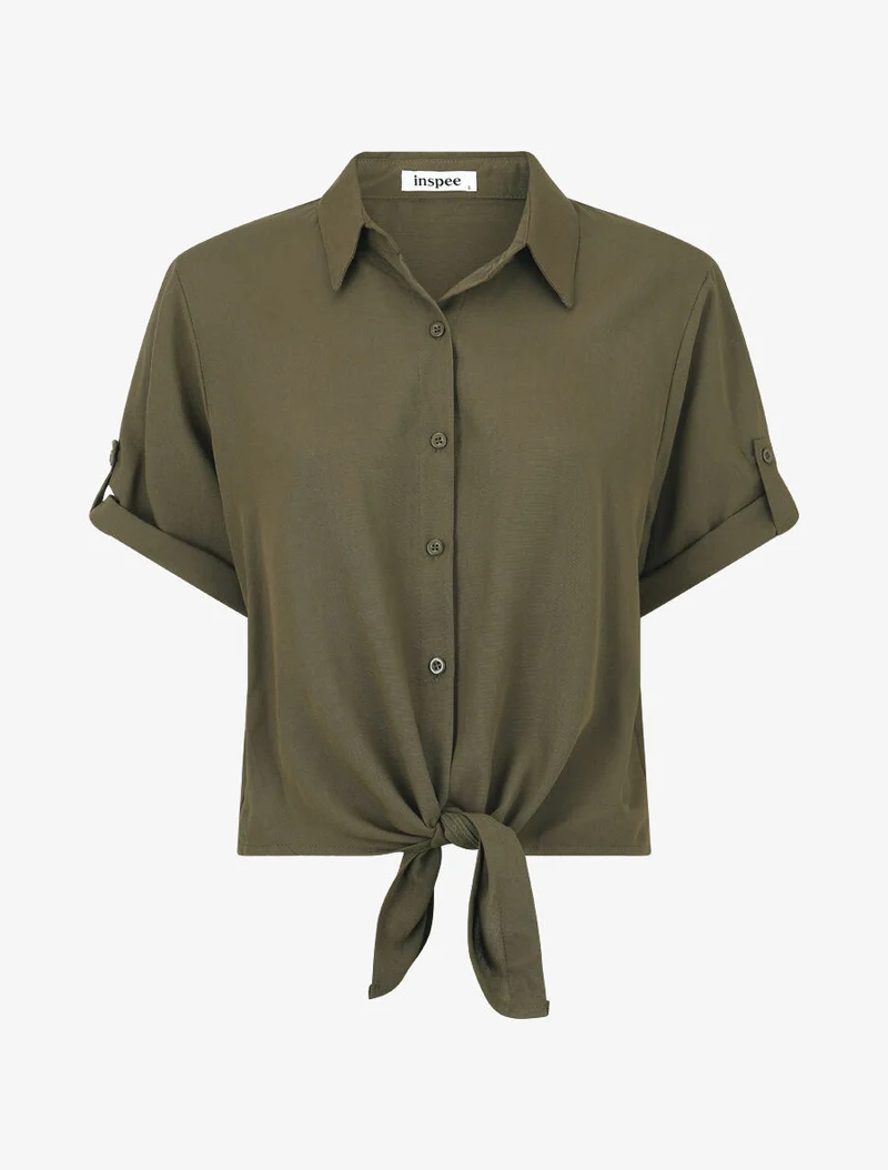Ensemble top à nouer et pantalon - Kaki