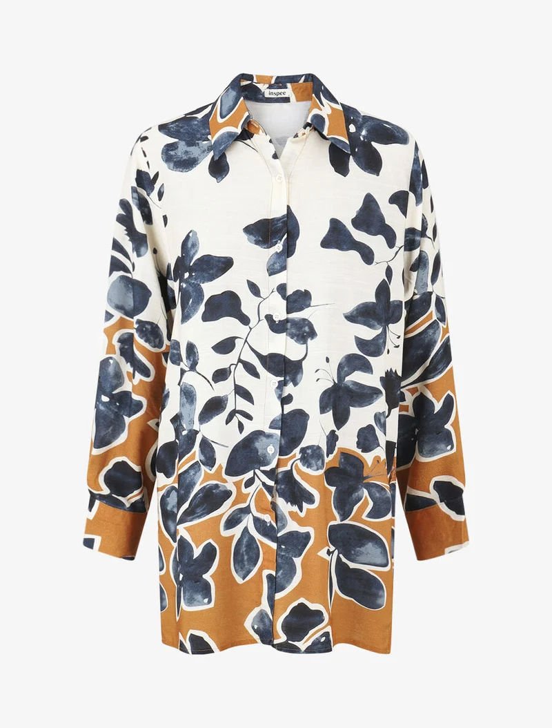 Ensemble chemise et pantalon imprimé floral - Marine
