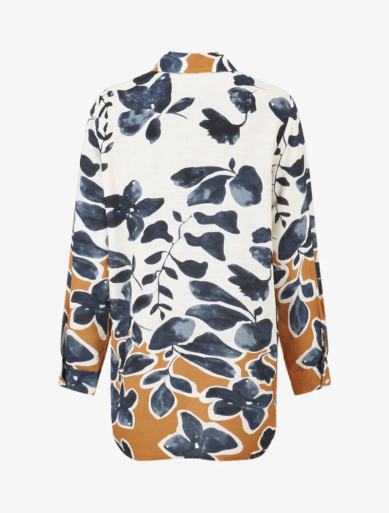 Ensemble chemise et pantalon imprimé floral - Marine