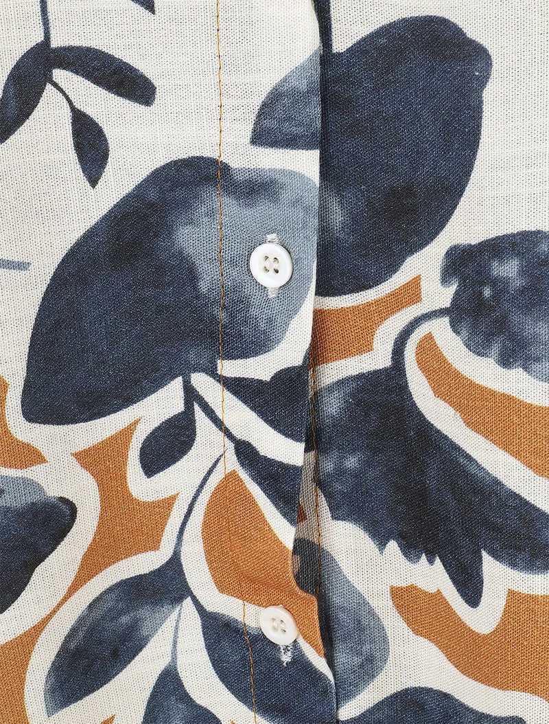 Ensemble chemise et pantalon imprimé floral - Marine
