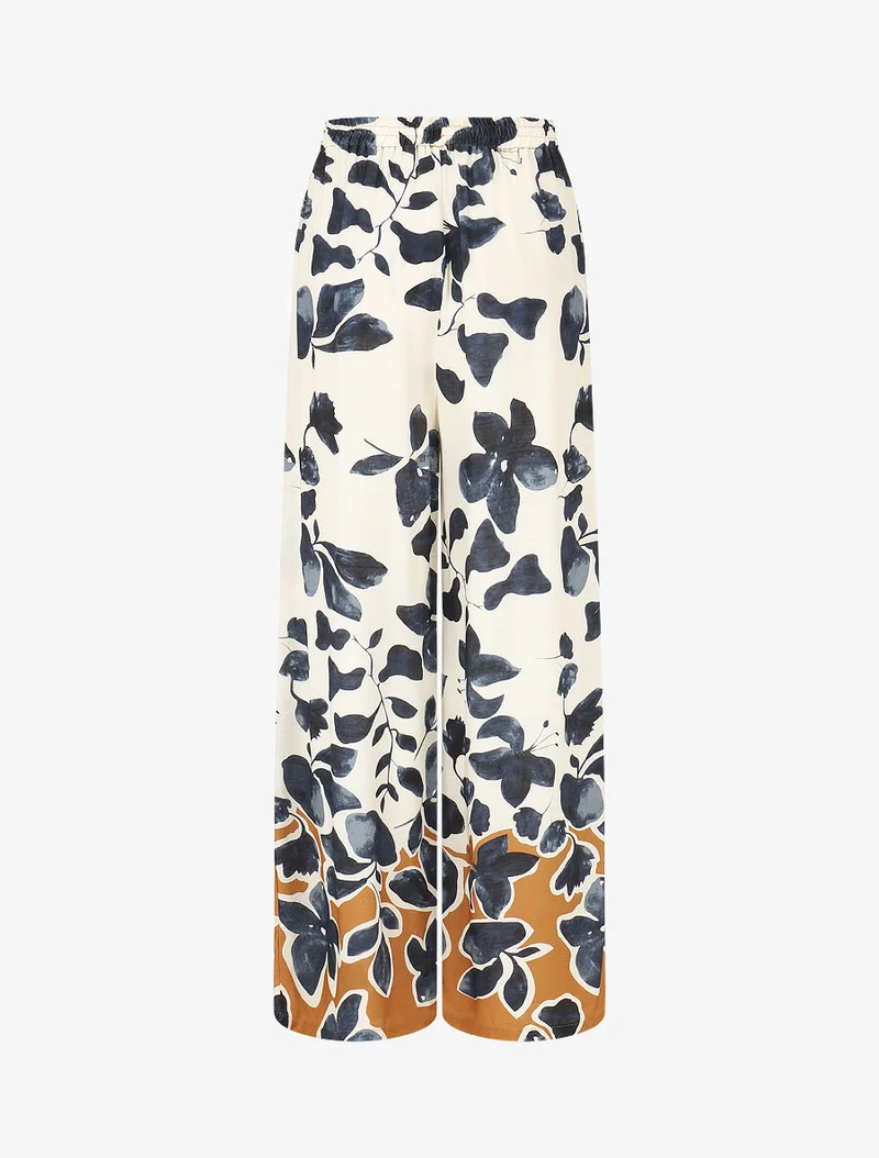 Ensemble chemise et pantalon imprimé floral - Marine
