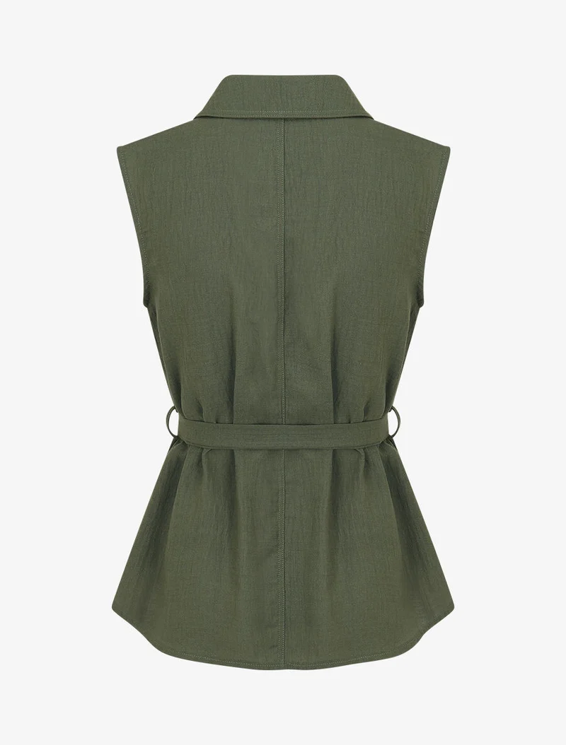 Ensemble top sans manches et pantalon - Kaki
