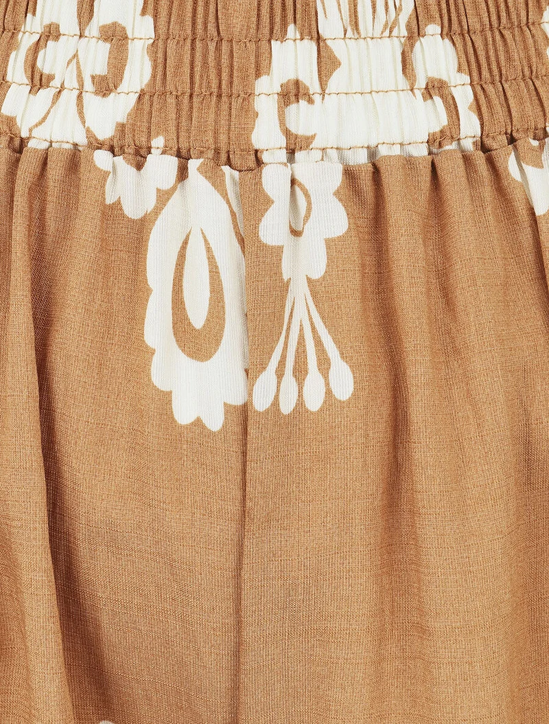 Ensemble top sans manches et pantalon imprimé ikat - Camel