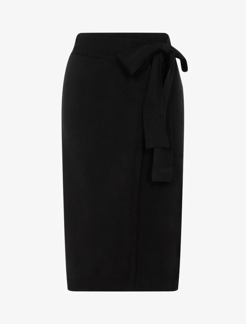 Jupe style portefeuille en maille - Noir