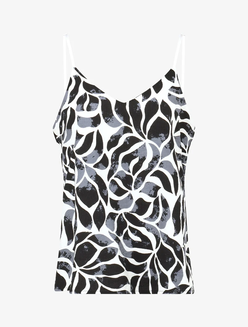Ensemble caraco et pantalon imprimé abstrait - Noir