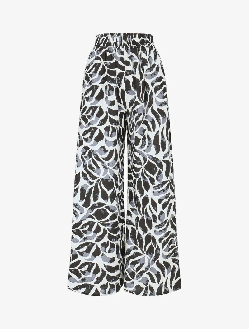 Ensemble caraco et pantalon imprimé abstrait - Noir