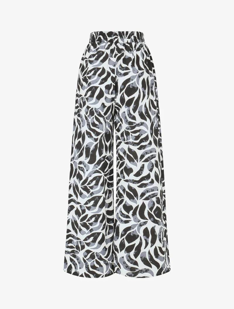 Ensemble caraco et pantalon imprimé abstrait - Noir
