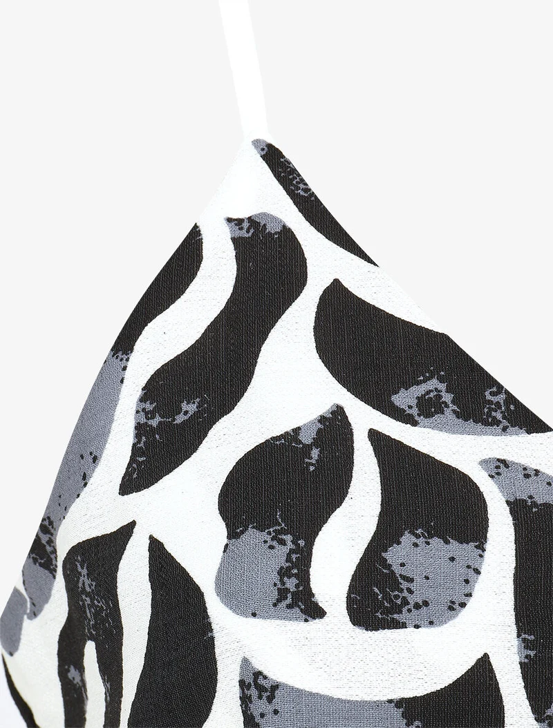 Ensemble caraco et pantalon imprimé abstrait - Noir