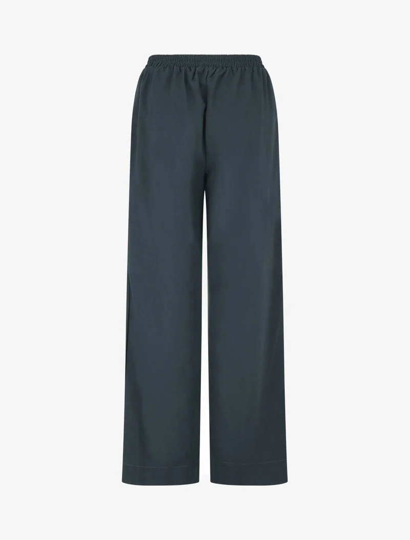 Ensemble chemise et pantalon uni effet lin - Bleu pétrole