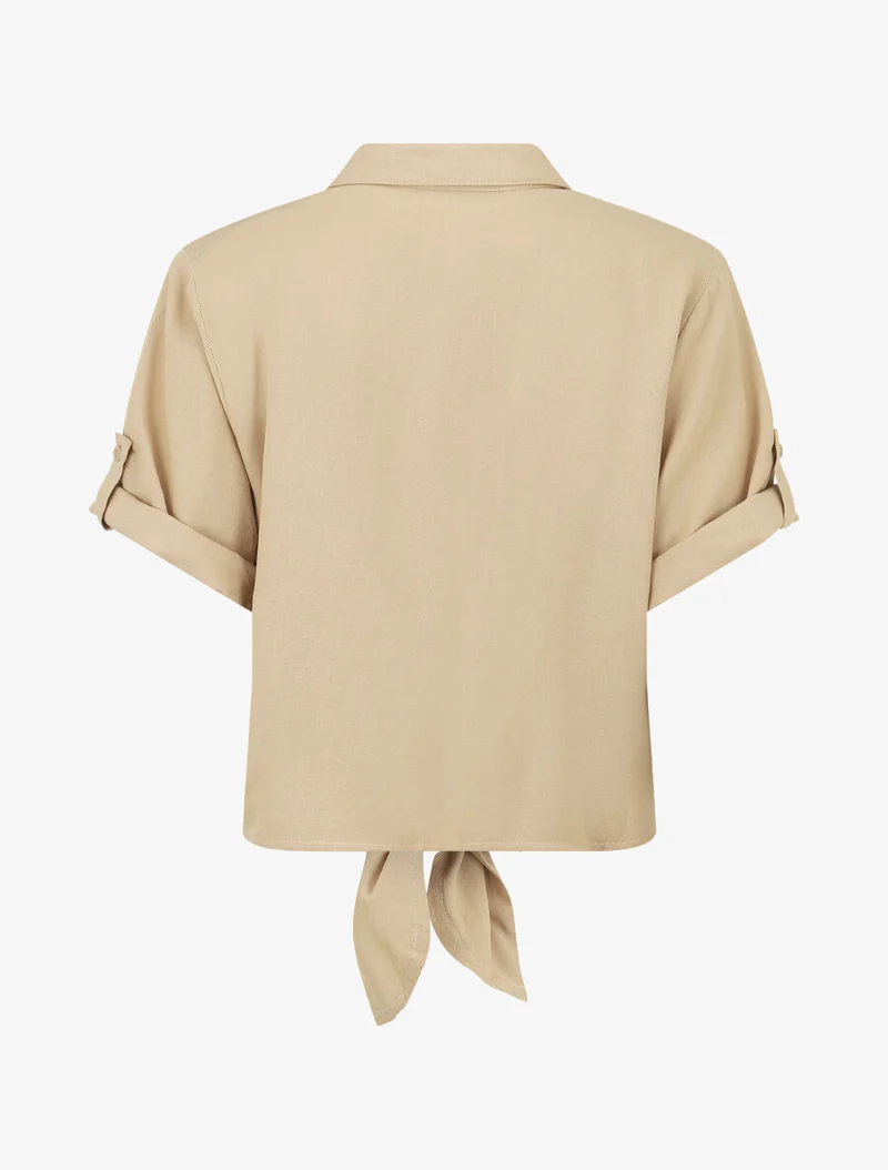 Ensemble top à nouer et pantalon - Beige