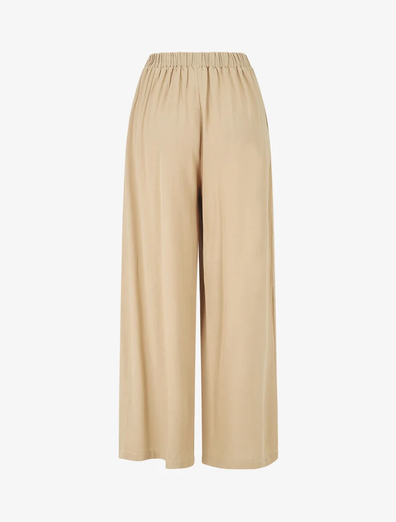 Ensemble top à nouer et pantalon - Beige