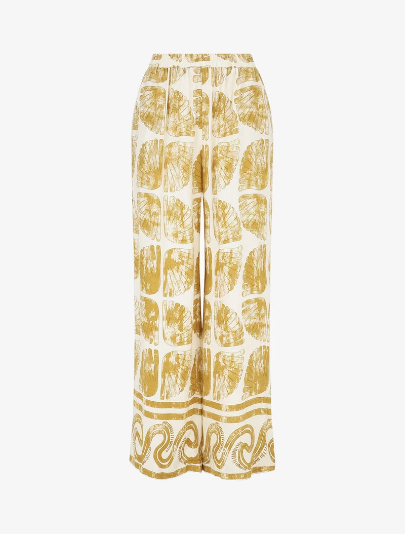 Ensemble chemise et pantalon imprimé fantaisie - Moutarde