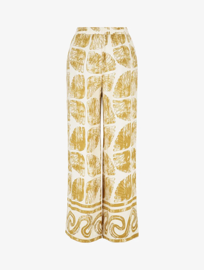 Ensemble chemise et pantalon imprimé fantaisie - Moutarde