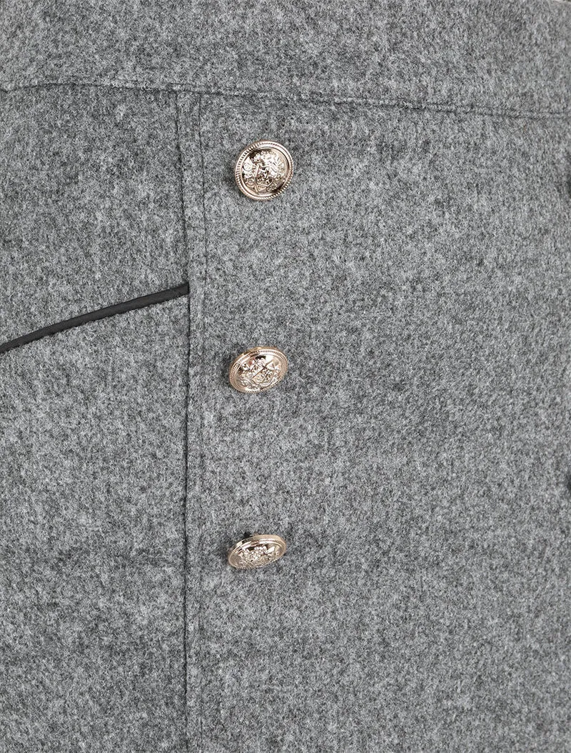 Jupe en laine mélangée à boutons stylisés - Gris foncé