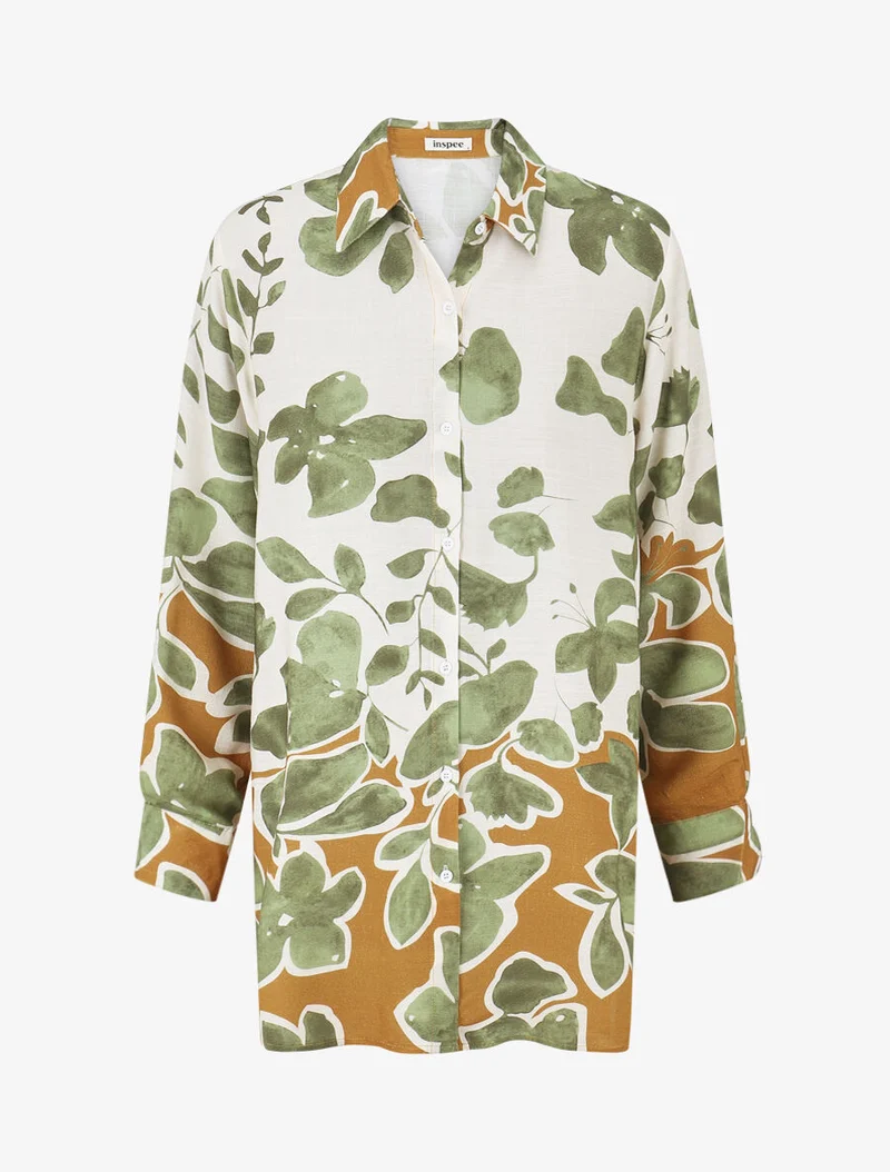 Ensemble chemise et pantalon imprimé floral - Vert