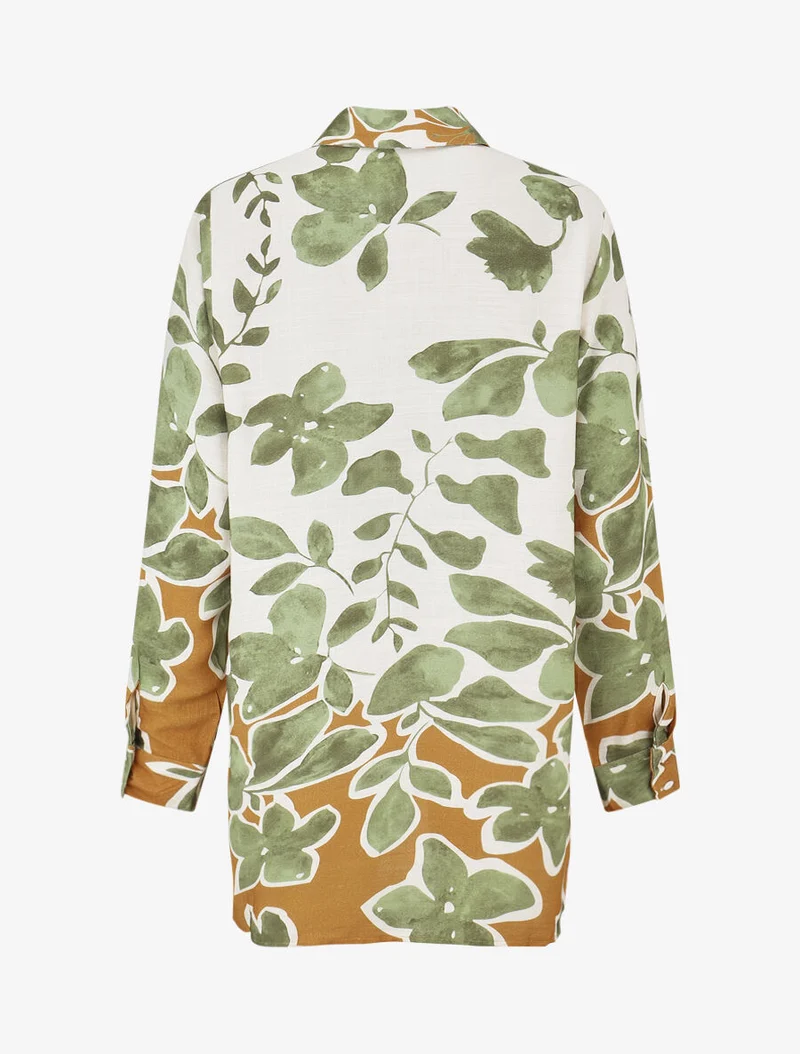 Ensemble chemise et pantalon imprimé floral - Vert