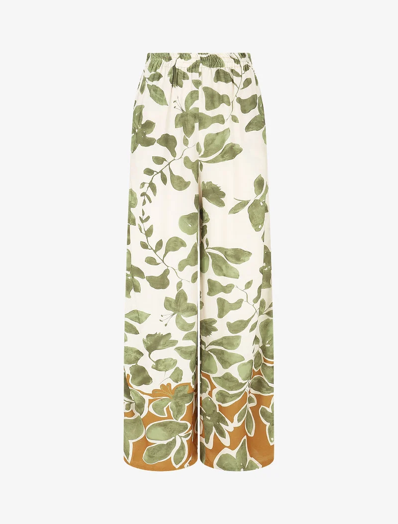 Ensemble chemise et pantalon imprimé floral - Vert