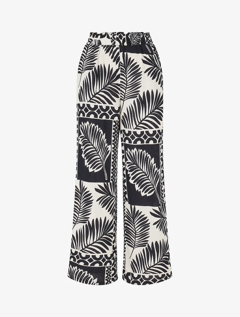 Ensemble chemise et pantalon imprimé tropical - Marine