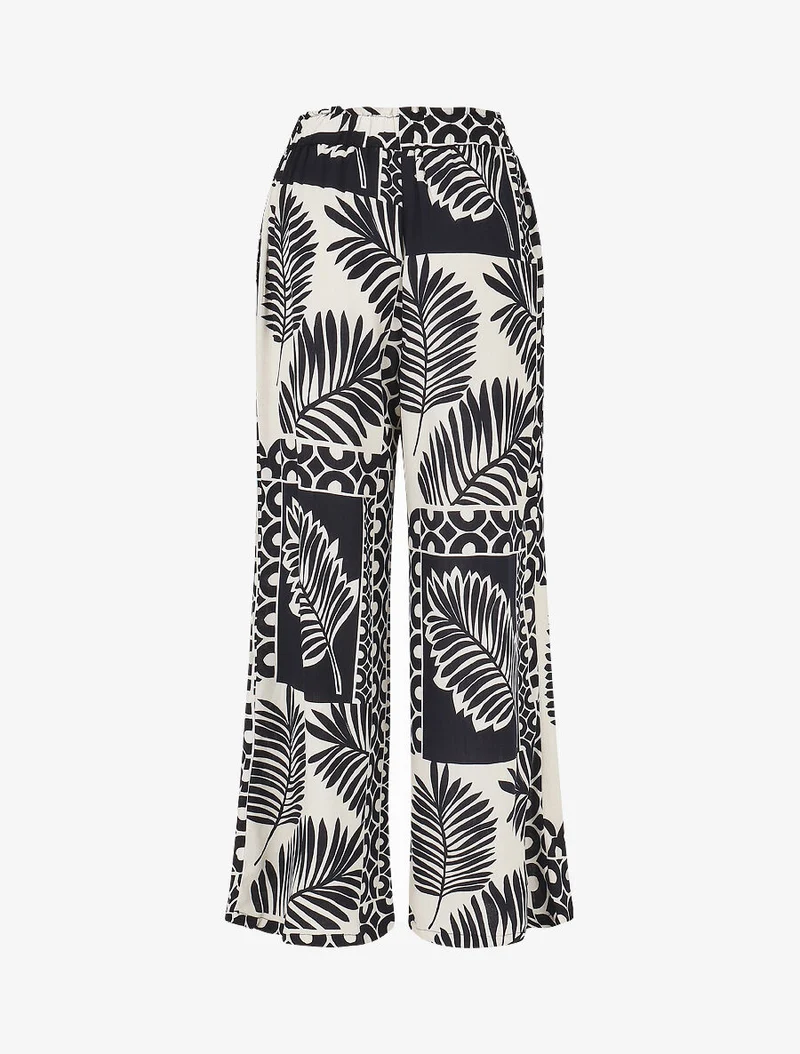 Ensemble chemise et pantalon imprimé tropical - Marine